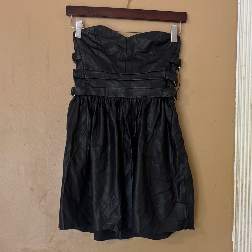 Zara Black Strapless Dress with Buckle Detail